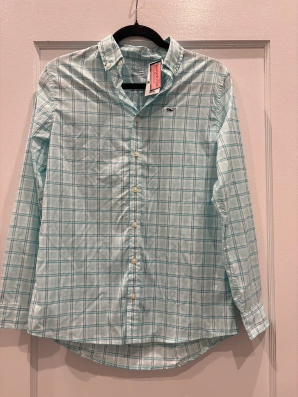 Vineyard Vines Boys Large Huxford Performance Whale Shirt Plaid NWT Size 16